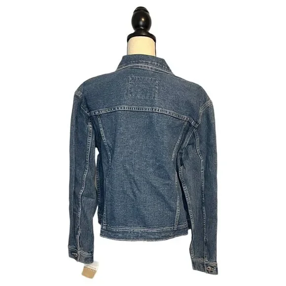 NWT Vintage Liz Claiborne Blue Denim Jacket Asymmetrical Zipper Moto Size 14 - Picture 5 of 8